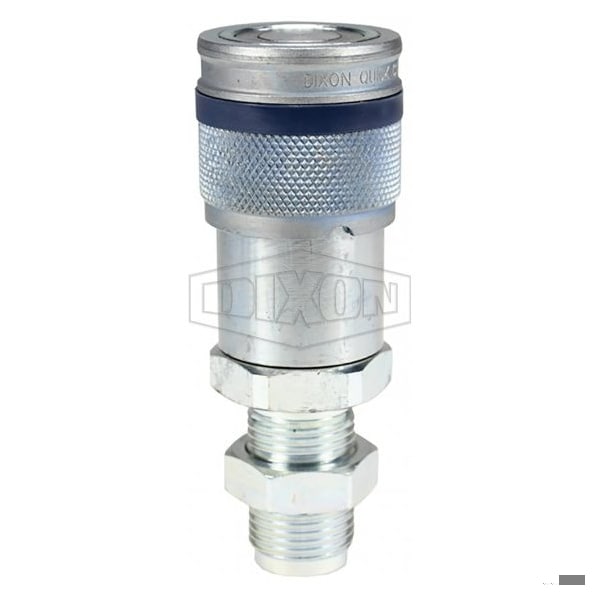 DQC HT Flushface Male Bulkhead Coupler, 7/8-14 Nominal, Male JIC BH, Steel